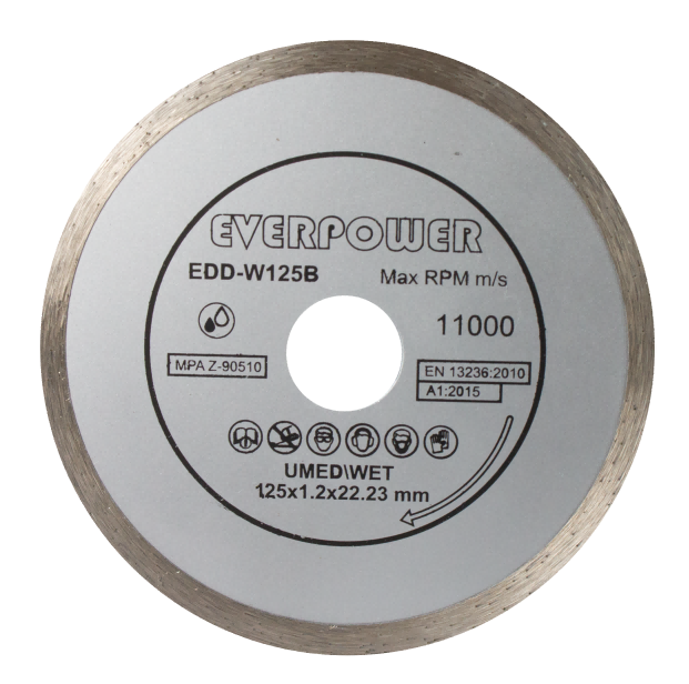 Gyémánt vágótárcsa nedves vágáshoz 125*1.2*22.23